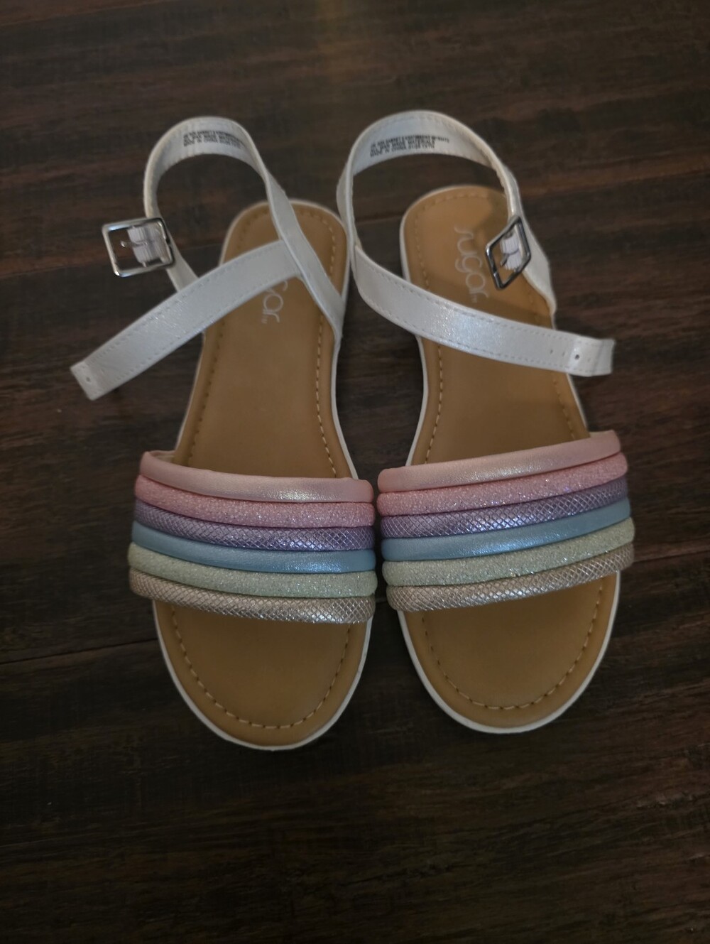 Sugar White Sandals with Pastel Rainbow Straps
